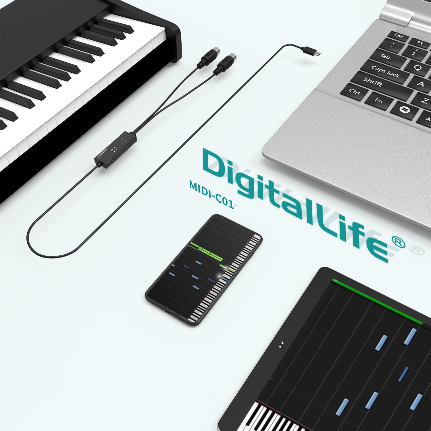 DigitalLife MIDI-A01 | USB-C MIDI Interface with Indicators