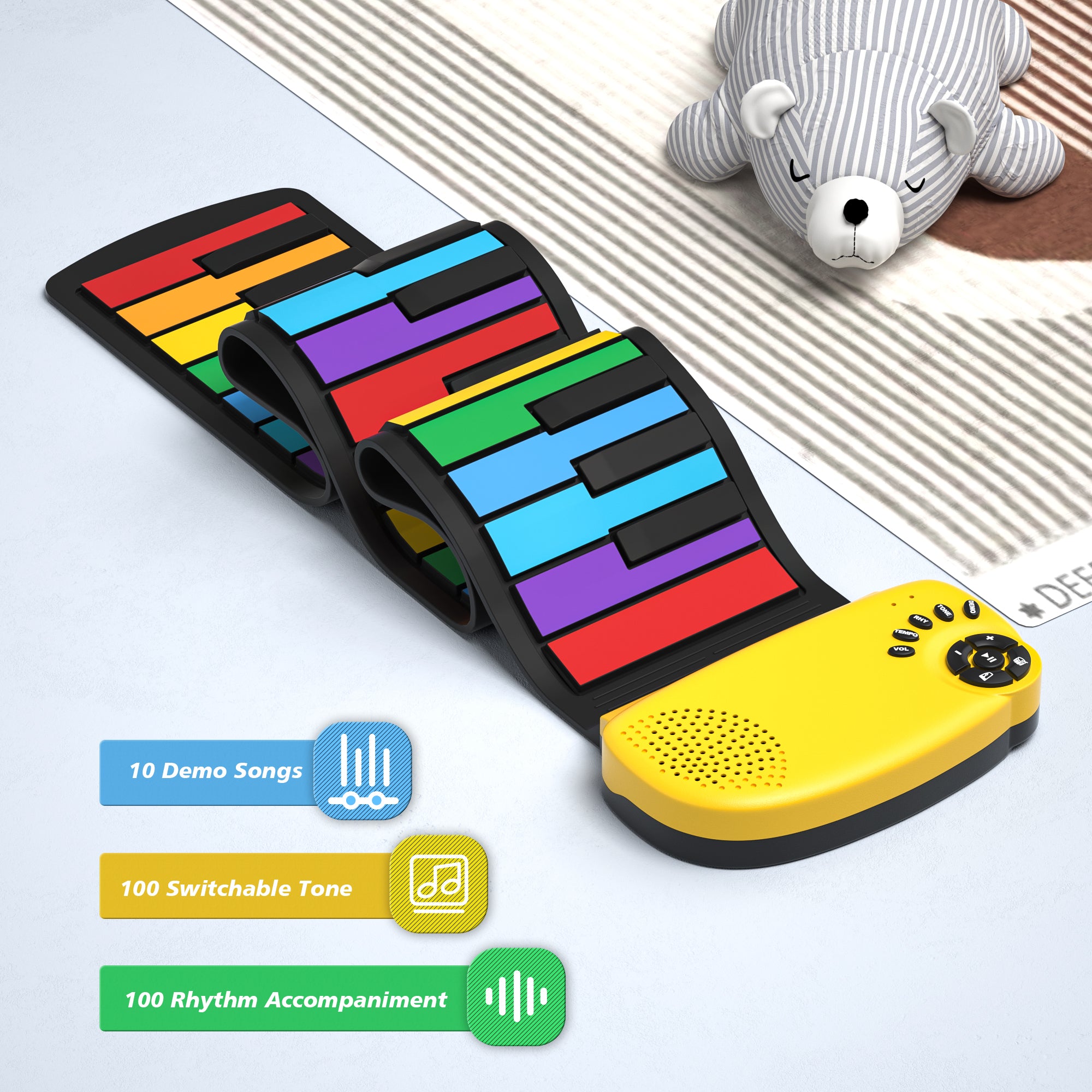 DigitalLife 49-Key Foldable Roll-Up Silicone Electronic Piano with Spe